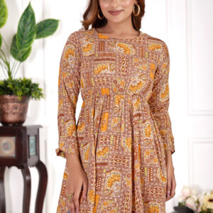 effortlessly stylish women’s round neck pleated frock (copy)