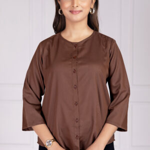 effortlessly stylish women's round neck pleated formal shirts