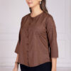 effortlessly stylish women's round neck pleated formal shirts