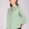 effortlessly stylish women's round neck pleated formal shirts (copy)