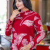 abstract printed formal shirt for women – band collar & elegant full sleeves.