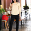effortlessly stylish women's round neck pleated formal shirts (copy)