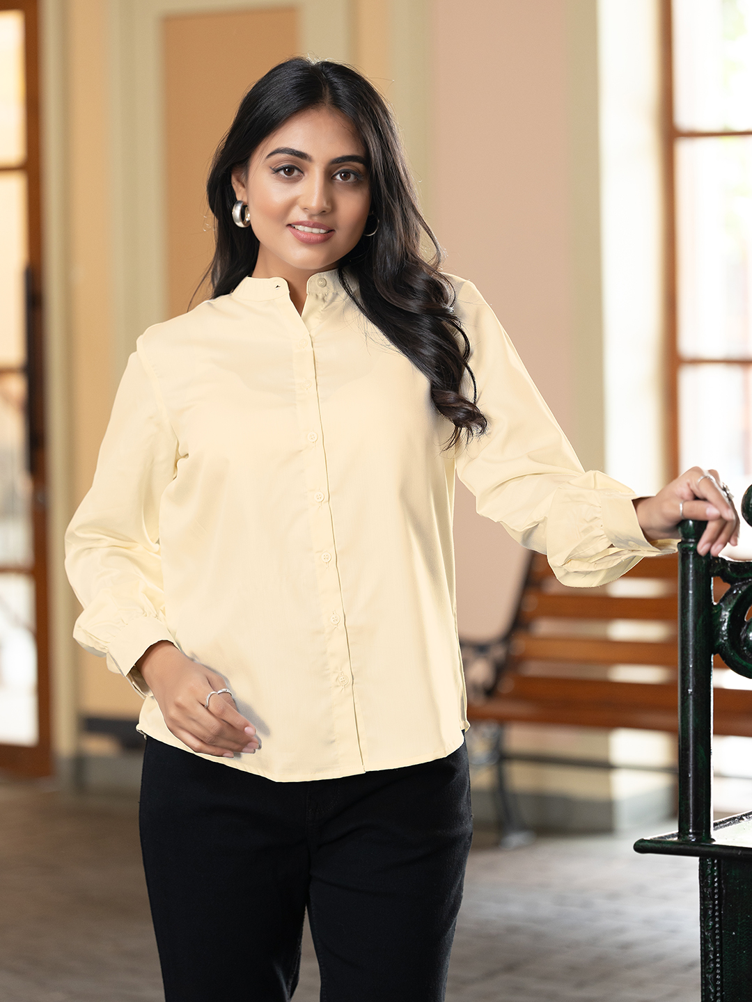 effortlessly stylish women's band collar formal shirts (copy)