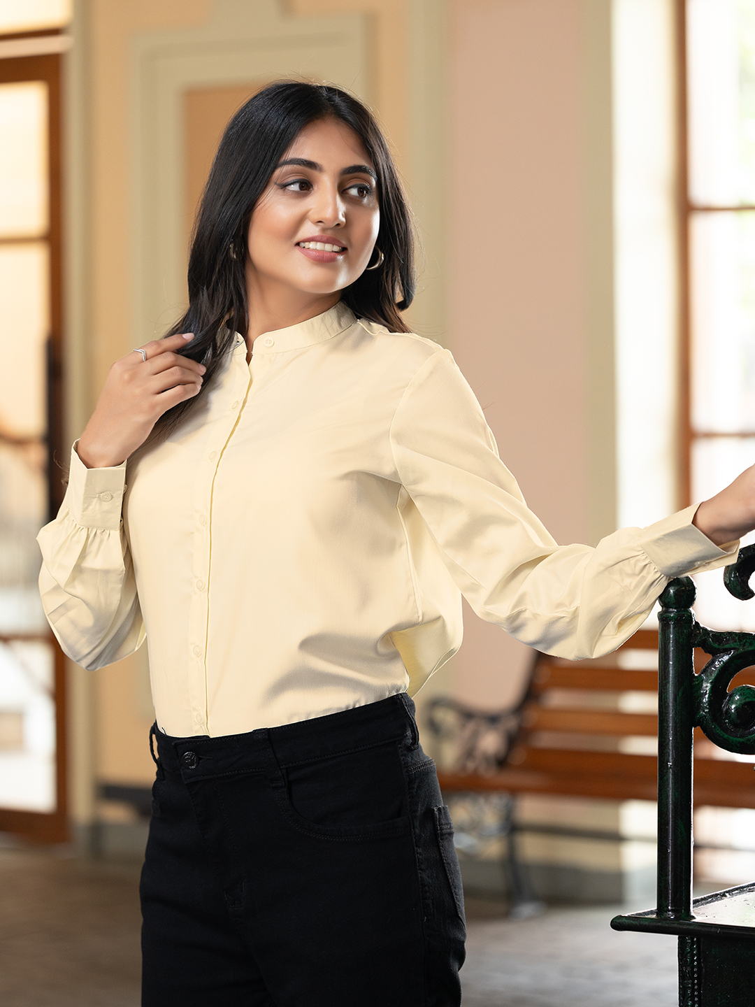 effortlessly stylish women's band collar formal shirts (copy)
