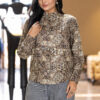 beige ethnic motif printed relaxed fit band coller formal shirt