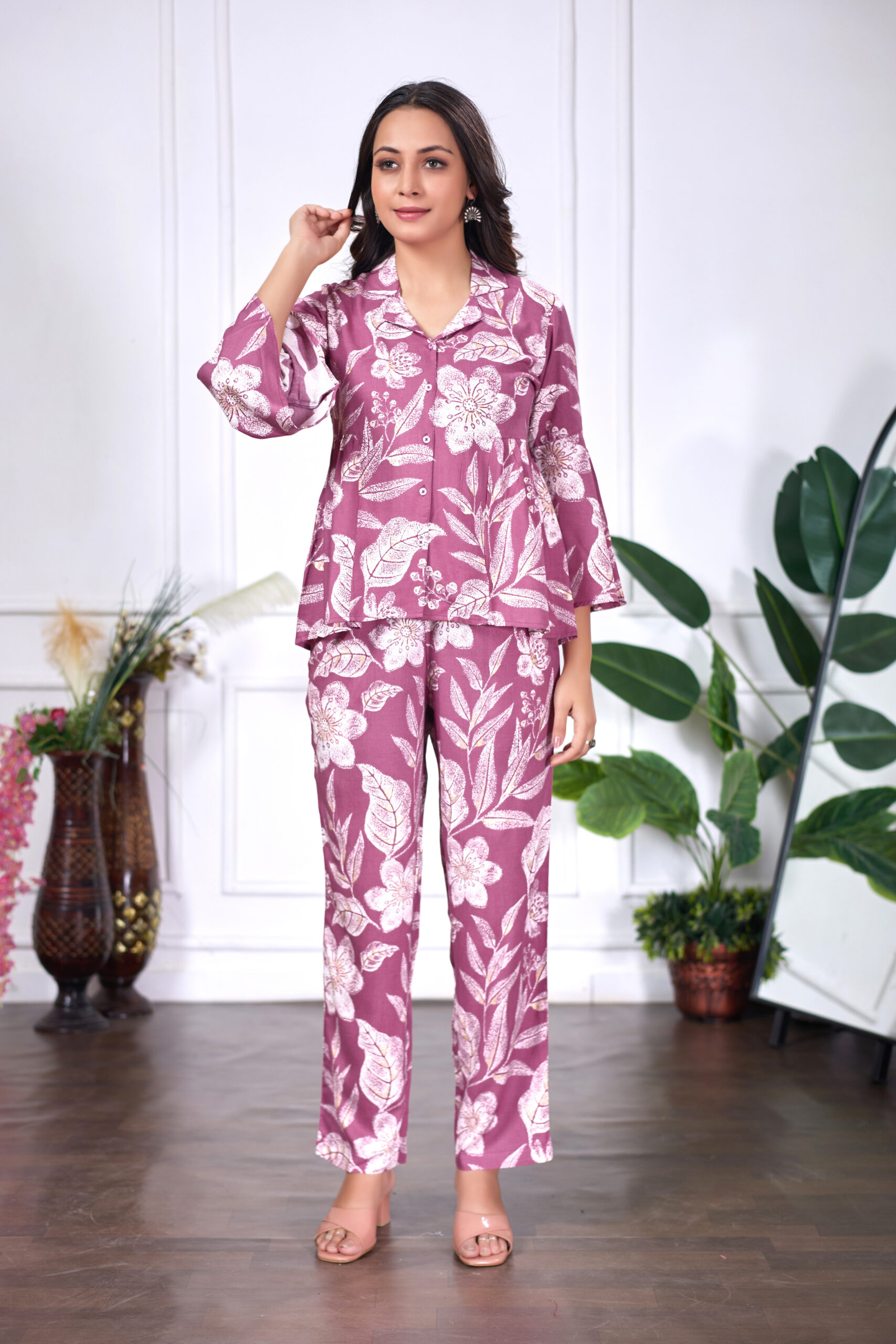 women's floral printed top and trouser set – comfortable and stylish co ord for casual wear