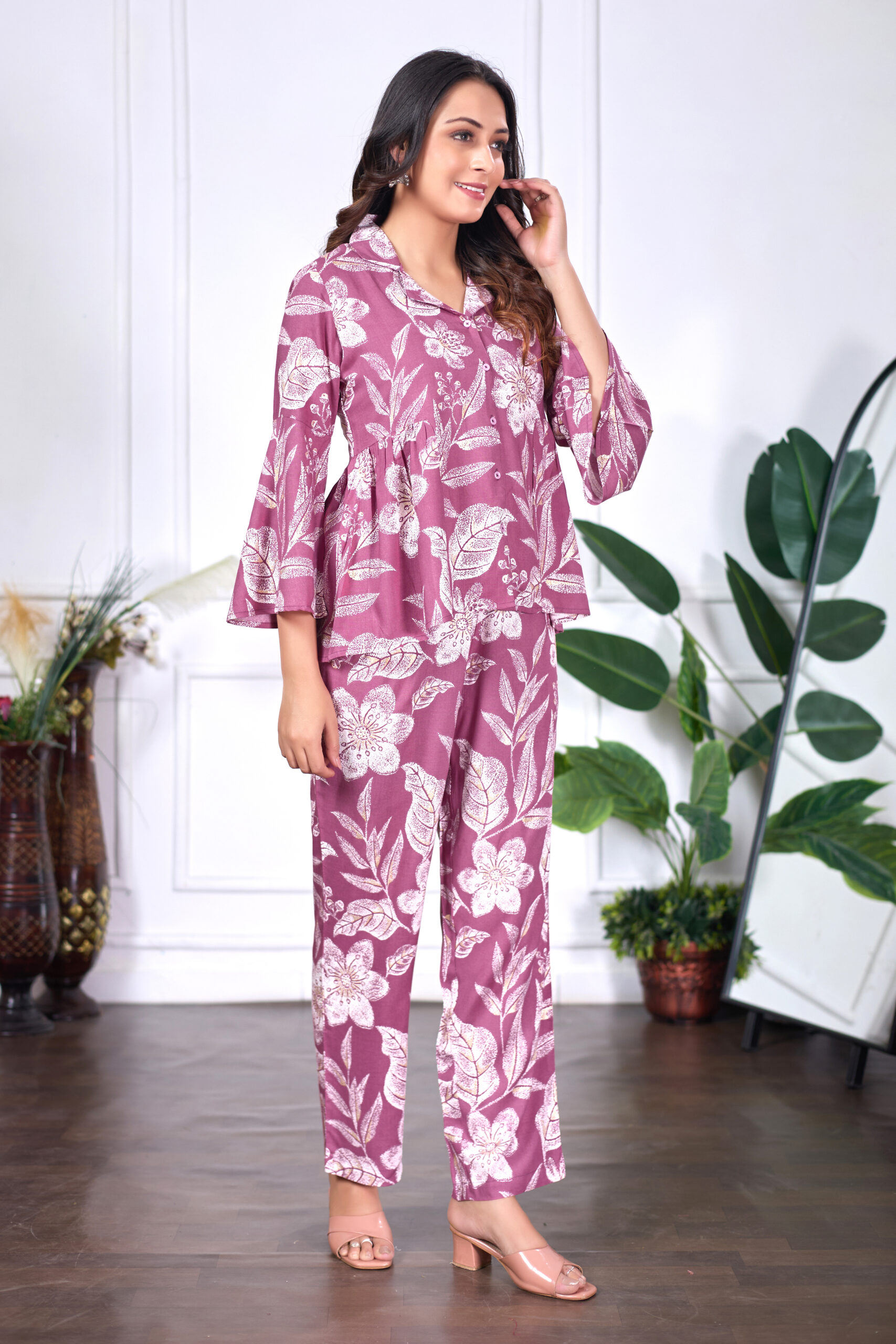 women's floral printed top and trouser set – comfortable and stylish co ord for casual wear