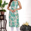 women floral printed boat neck sleeveless kurti