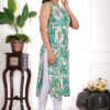 women floral printed boat neck sleeveless kurti