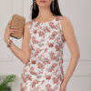 women floral printed boat neck sleeveless kurti