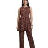 amous women's geometric print cotton kurta with palazzo set | sleeveless ethnic co ord for festive & casual wear | kurti with palazzo set for girls