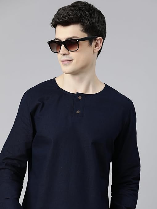 amous premium linen blend designer kurta, regular fit | casual ethnic wear front button down short kurta | perfect for any occasion | linen blend fabric | elegant style| classic design