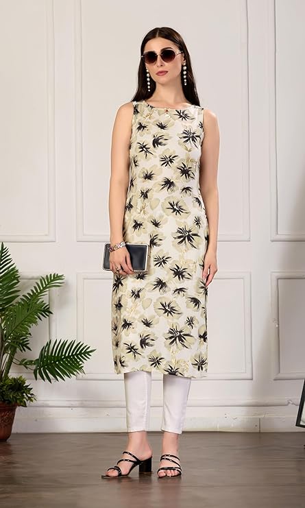amous elegant abstract print straight kurti for women – comfortable ethnic wear for everyday sophistication