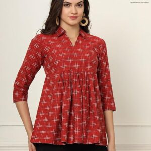 amous printed cotton long tunic top for women | short kurti for women | tunics top | tunics for women kurti | western office top | print tunic | print top | cotton print top