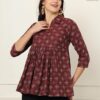 amous printed cotton long tunic top for women | short kurti for women | tunics top | tunics for women kurti | western office top | print tunic | print top | cotton print top