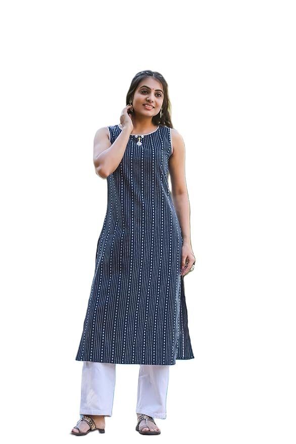 amous women's cotton blend printed casual straight kurta for women girl