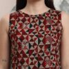 amous women's geometric print cotton kurta with palazzo set | sleeveless ethnic co ord for festive & casual wear | kurti with palazzo set for girls