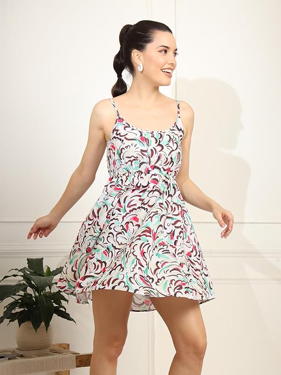 amous women mini dress | casual strapless cotton printed short dress | one piece dress for women | above knee dresses | floral print flared dress for girls search or ask