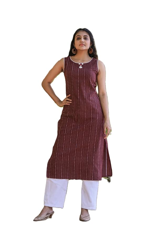 amous women's cotton blend printed casual straight kurta for women girl