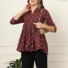 amous printed cotton long tunic top for women | short kurti for women | tunics top | tunics for women kurti | western office top | print tunic | print top | cotton print top