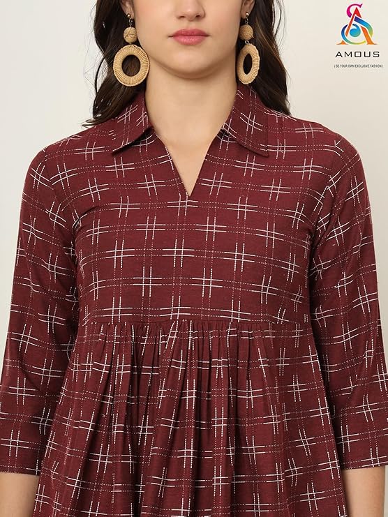 amous printed cotton long tunic top for women | short kurti for women | tunics top | tunics for women kurti | western office top | print tunic | print top | cotton print top