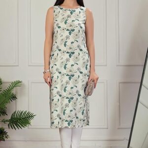 amous designer sleeveless kurti for women – classy abstract pattern, perfect for work or outing