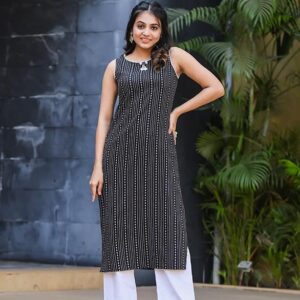 amous women's cotton blend printed casual straight kurta for women girl