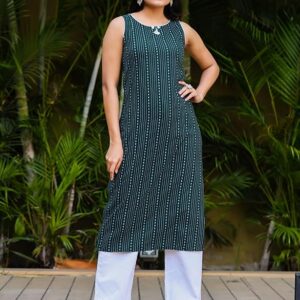 amous women's cotton blend printed casual straight kurta for women girl