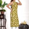 amous green floral straight kurti for women | elegant sleeveless cotton blend kurta for office, casual | stylish kurti for girls