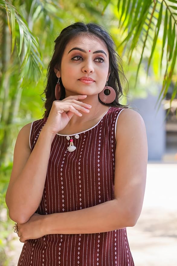 amous women's cotton blend printed casual straight kurta for women girl